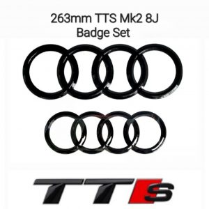 Audi TTS Mk2 8J 2006-14 263mm Gloss Black Badge Set
